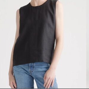 Quince 100% European Linen Tank, Black, Size Small